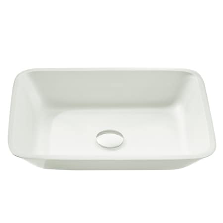 Anzzi Innovio Rectangle Glass Vessel Bathroom Sink with White Finish LS-AZ910